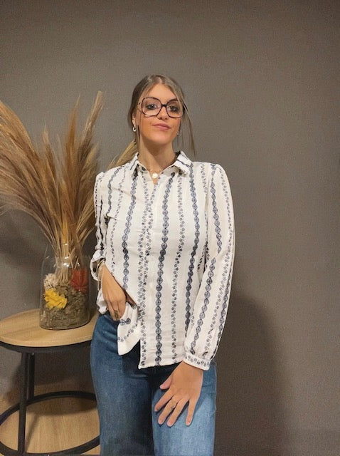 Chemise imprimée à rayures fantaisie