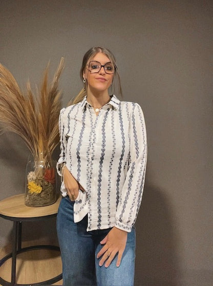 Chemise imprimée à rayures fantaisie