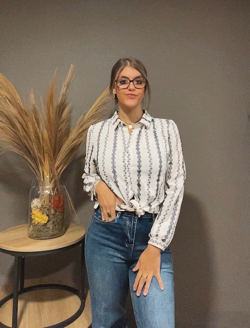 Chemise imprimée à rayures fantaisie
