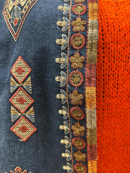 Gilet Sans Manches en Jean Brodé